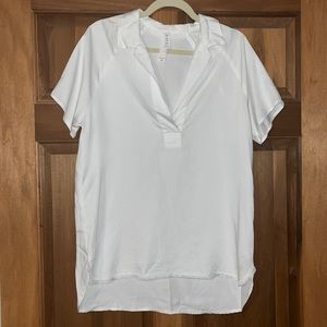 White short sleeve V neck